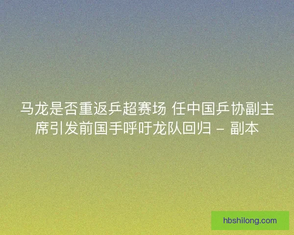 马龙是否重返乒超赛场 任中国乒协副主席引发前国手呼吁龙队回归 - 副本