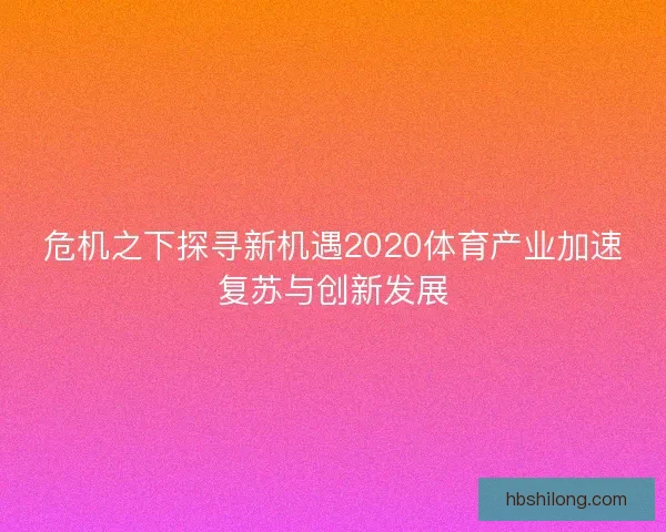 危机之下探寻新机遇2020体育产业加速复苏与创新发展 危机之下探寻新机遇2020体育产业加速复苏与创新发展