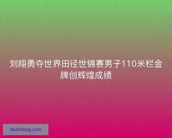刘翔勇夺世界田径世锦赛男子110米栏金牌创辉煌成绩
