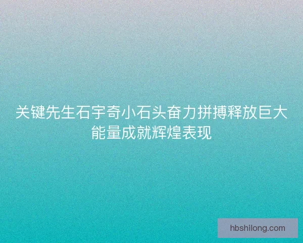 关键先生石宇奇小石头奋力拼搏释放巨大能量成就辉煌表现
